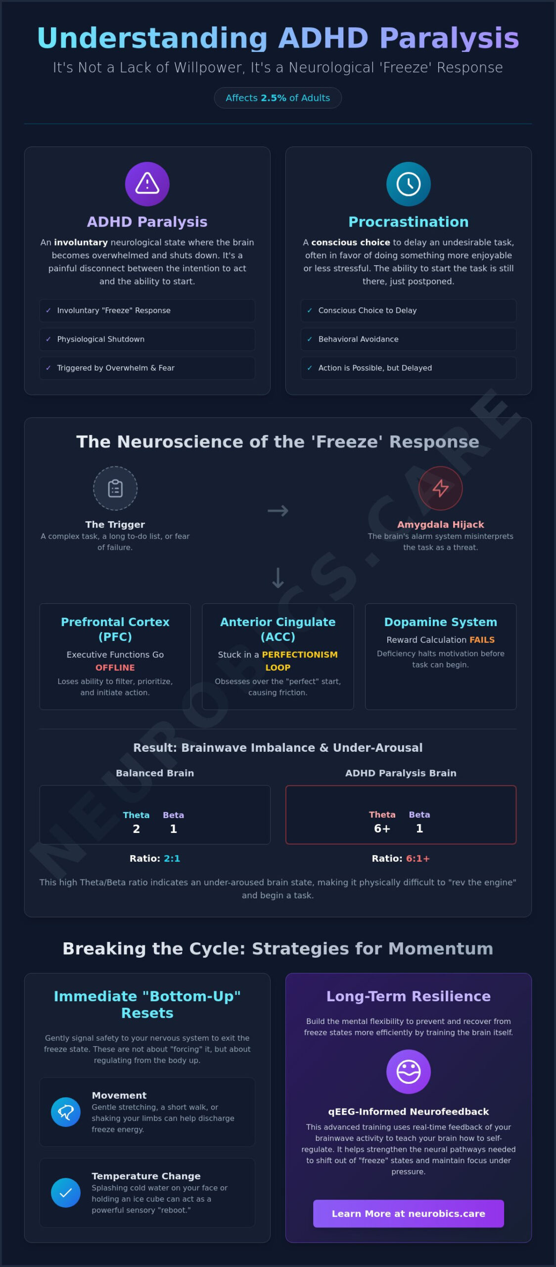 Understanding ADHD Paralysis: The Neuroscience of the ‘Freeze’ Response - Infographic